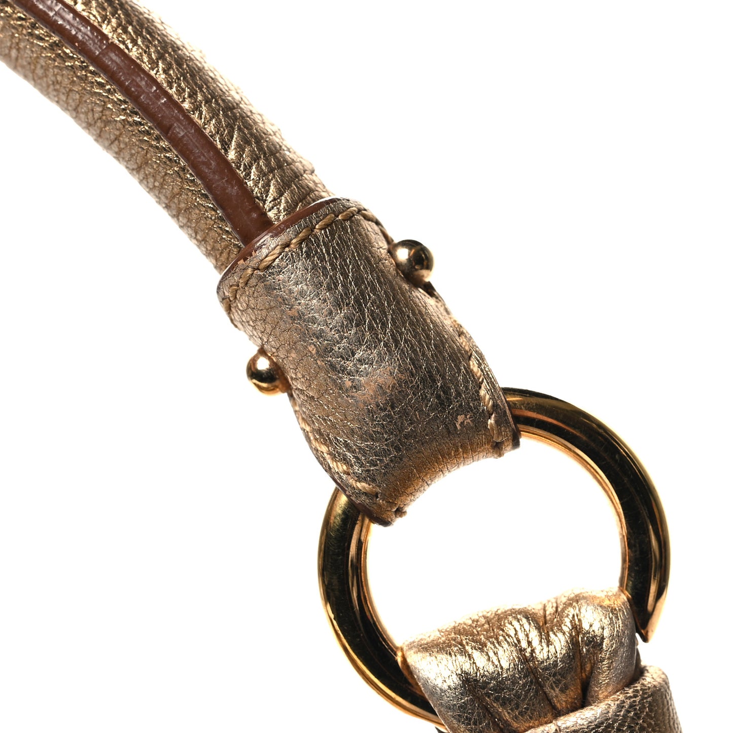 SALVATORE FERRAGAMO Metallic Calfskin Tassel Hobo Gold