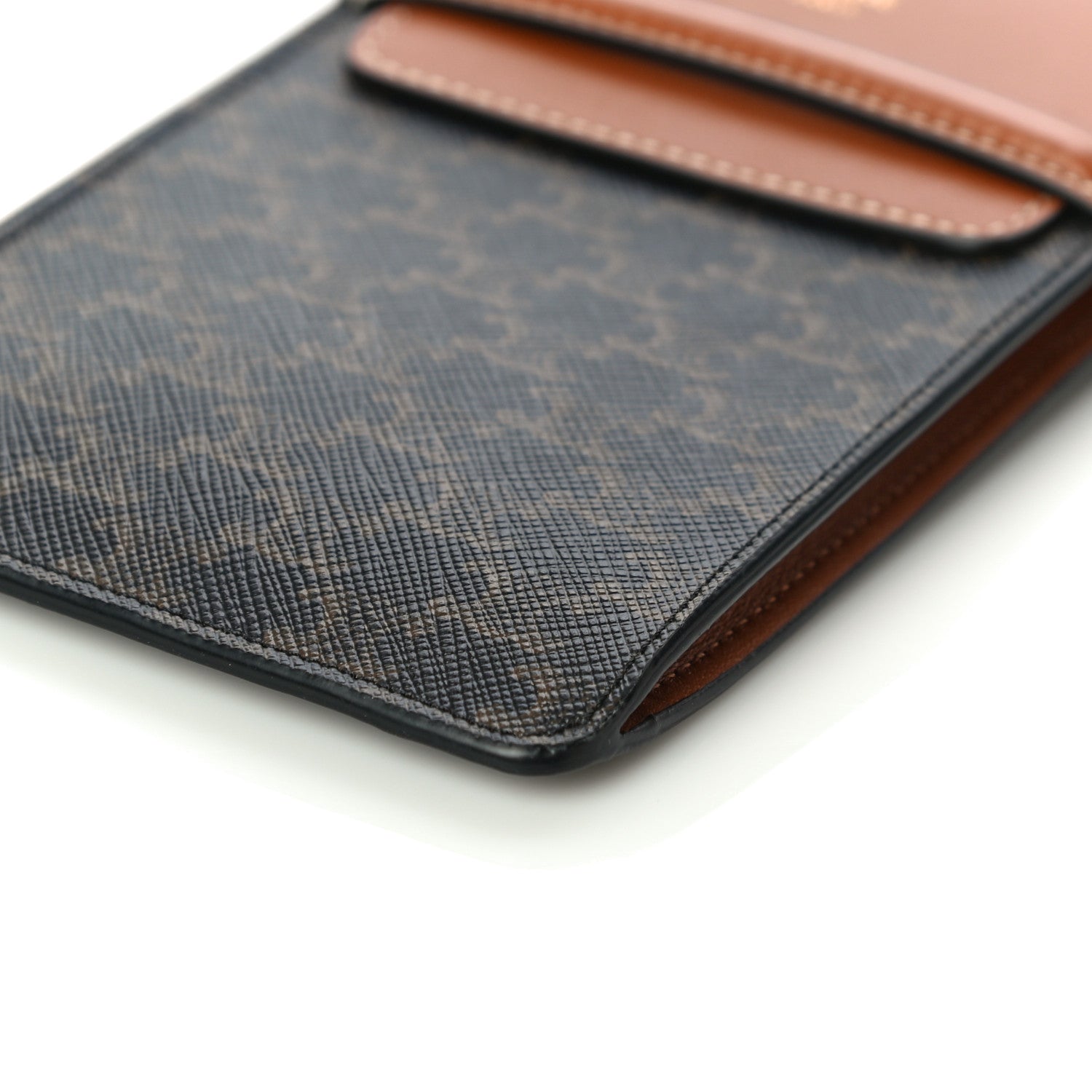 Celine Triomphe Canvas Lambskin Phone Pouch With Flap Tan 10 of 12