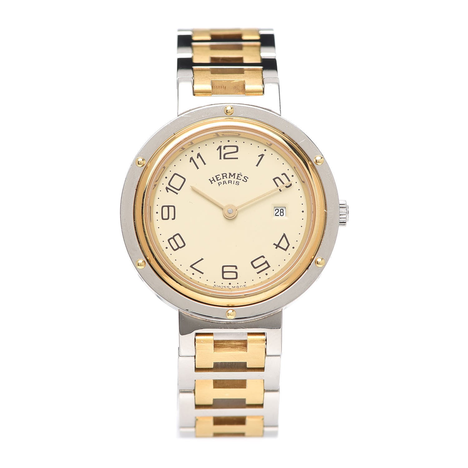 Hermes Stainless Steel 30mm Clipper Quartz Watch Gold 1 of 4