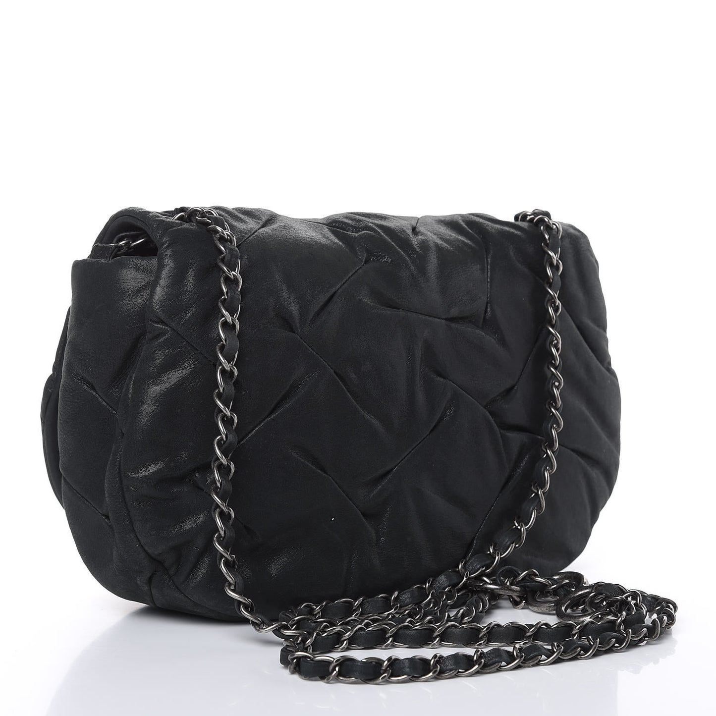 Iridescent Calfskin Glint Flap Black