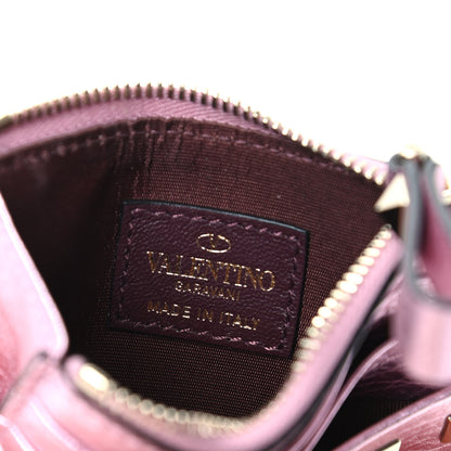 Valentino Garavani Metallic Pebbled Calfskin Rockstud Coin Case Card Holder Giacinto 6 of 7
