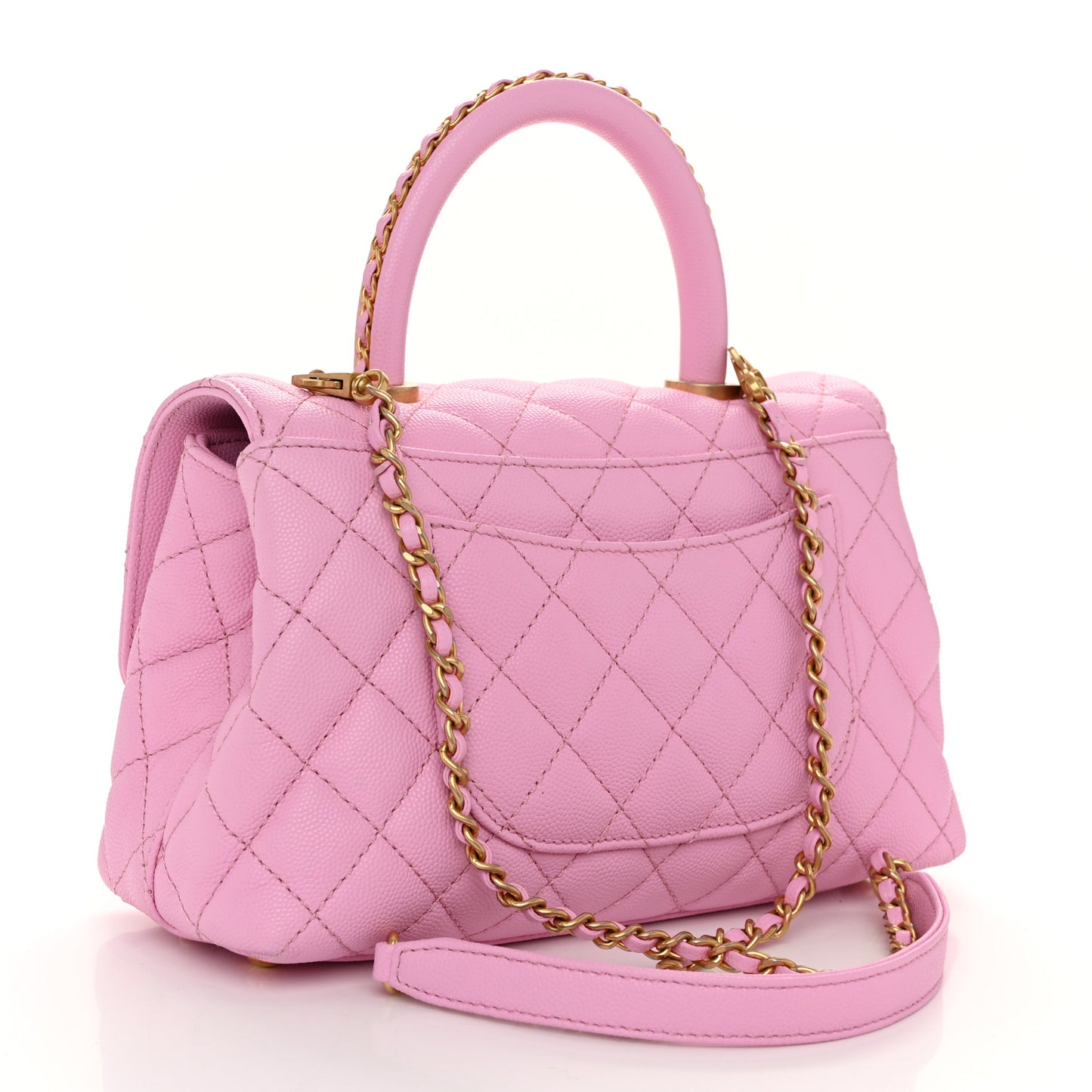 Caviar Quilted Mini Coco Chain Handle Flap Pink