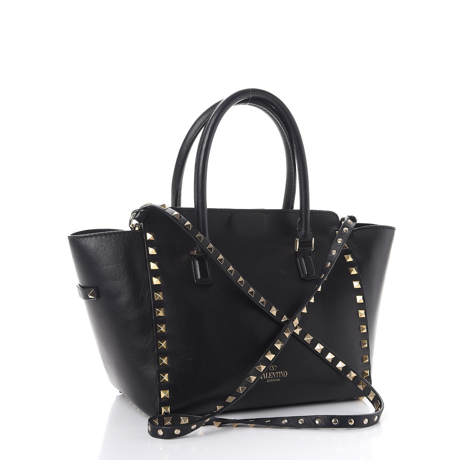 Valentino Garavani Vitello Small Rockstud Double Handle Tote Black 3 of 8