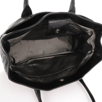 Chanel Lambskin Square Stitched Lax Shopping Tote Black 5 of 9