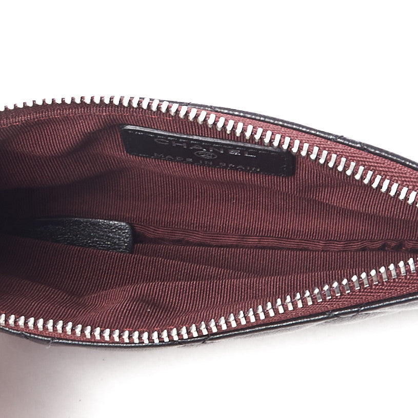 Lambskin Quilted Small Cosmetic Case Black