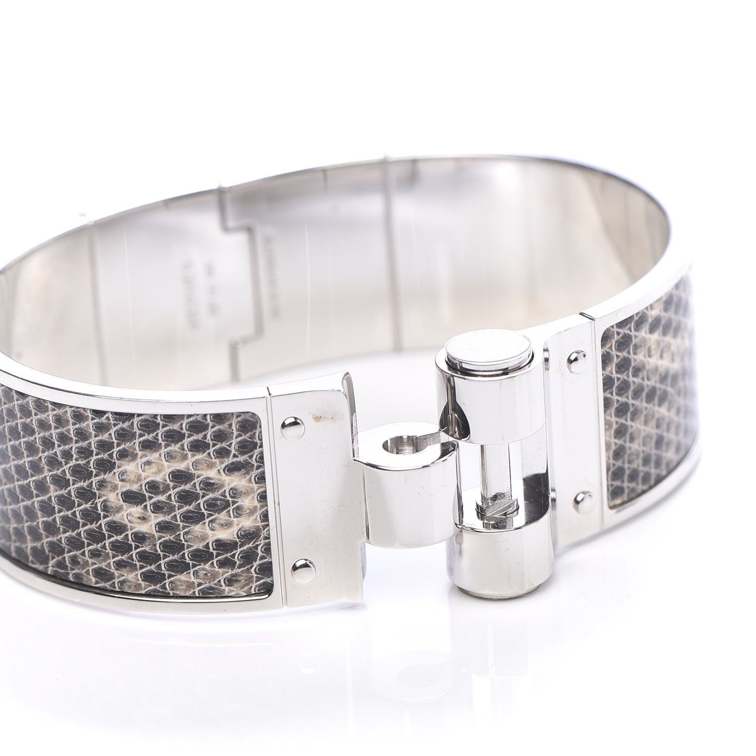 Hermes Lizard Charniere Cuir Wide Hinged Bracelet M Ombre 6 of 7