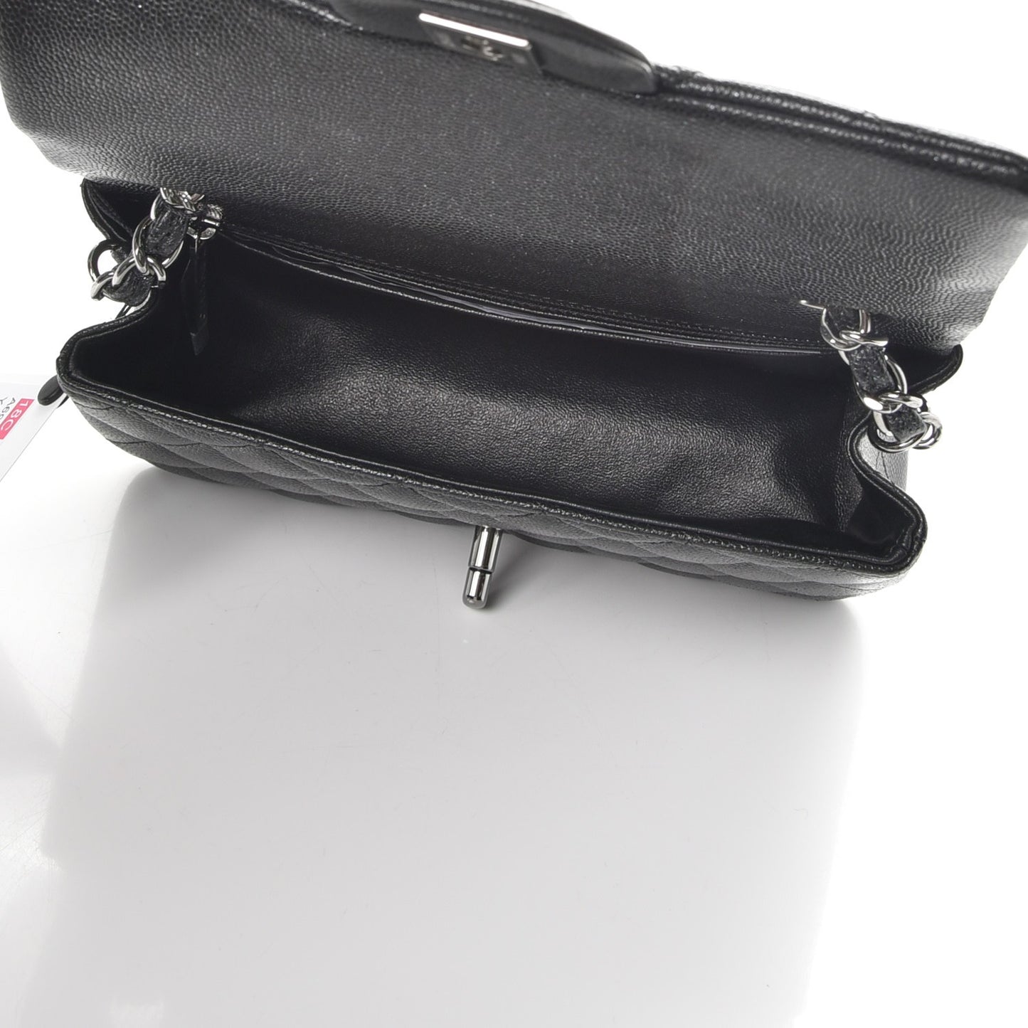 Iridescent Caviar Quilted Mini Rectangular Flap Black