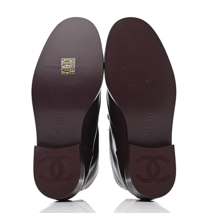 Chanel Calfskin Lace Up CC Short Boots 37 Burgundy 4 of 4