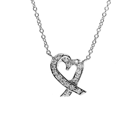 Tiffany Platinum Diamond Paloma Picasso Loving Heart Pendant Necklace 3 of 7