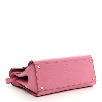 Dolce & Gabbana Lizard Calfskin Embossed Medium Monica Top Handle Bag Rosa Intenso 4 of 9