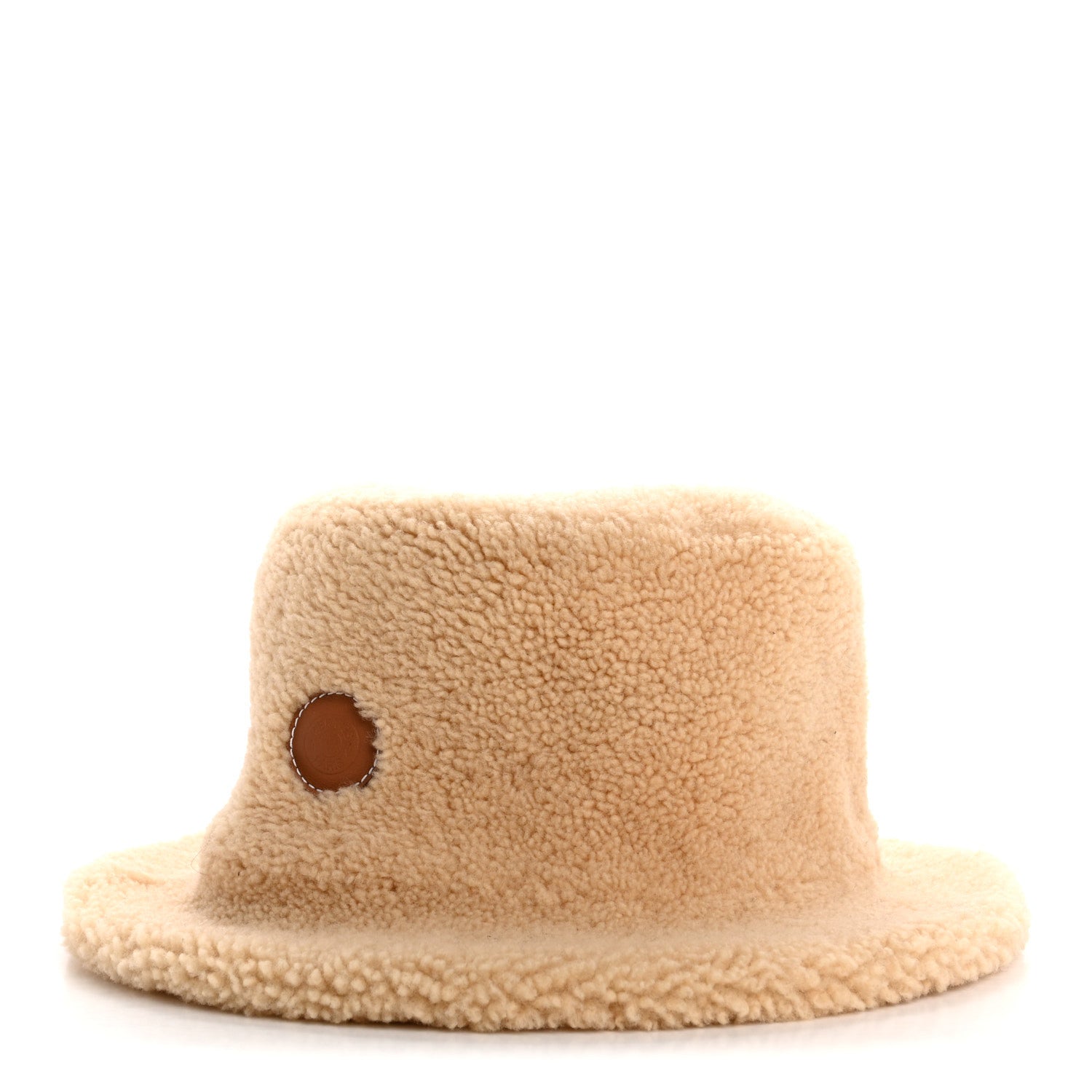 Hermes Shearling Womens Fauve Bucket Hat 57 Marron Tonka 3 of 8