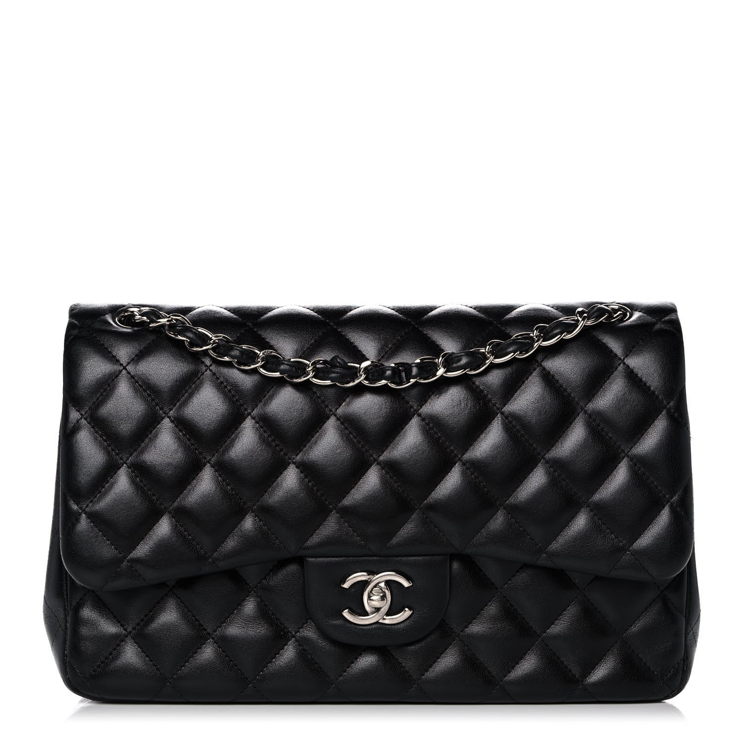 Chanel Lambskin Quilted Jumbo Double Flap Black 1 of 16