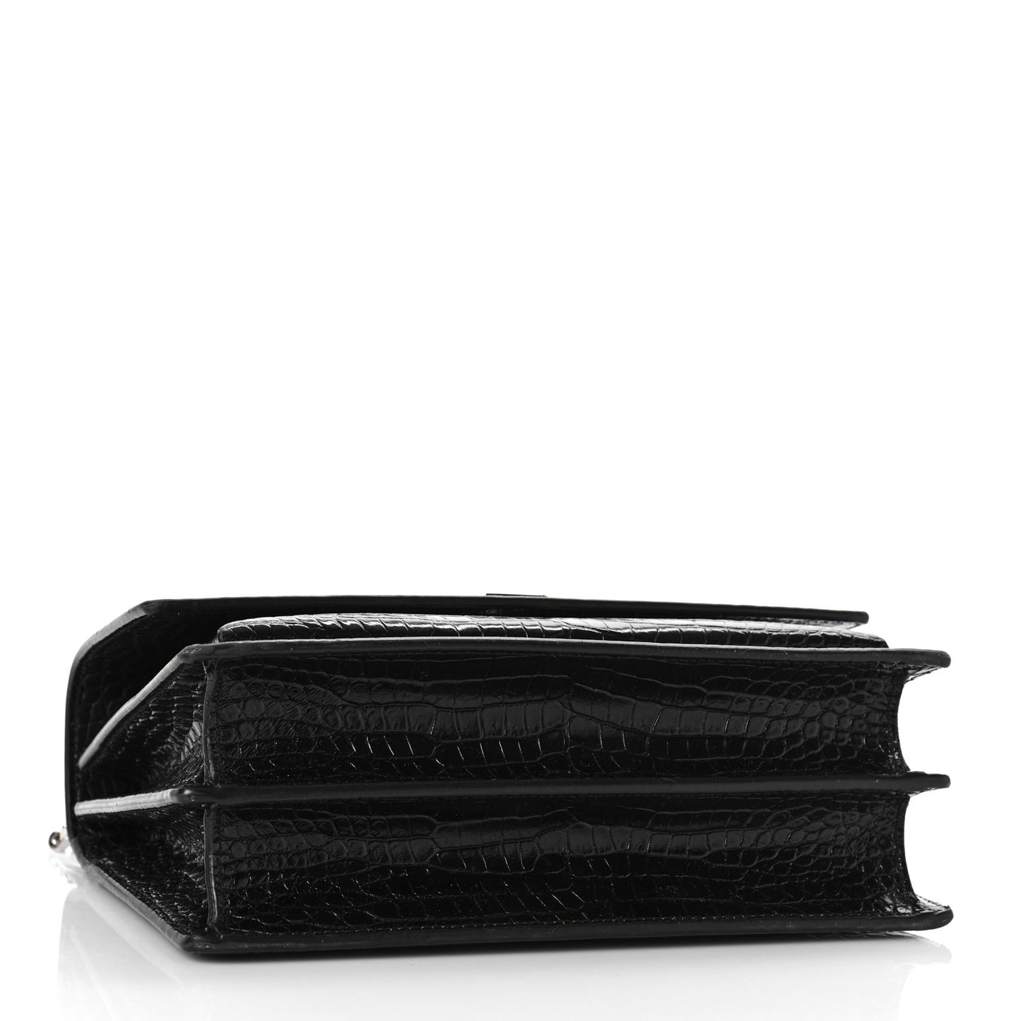 Calfskin Crocodile Embossed Medium Monogram Sunset Black