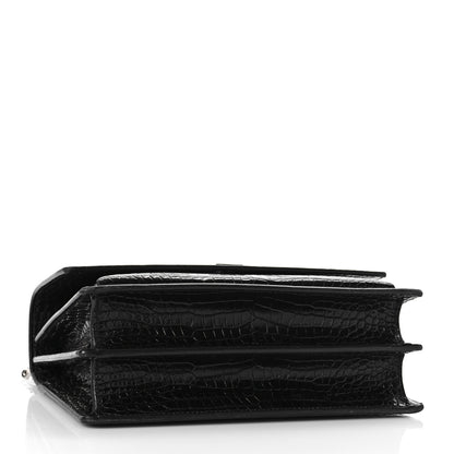 Saint Laurent Calfskin Crocodile Embossed Medium Monogram Sunset Black 4 of 9