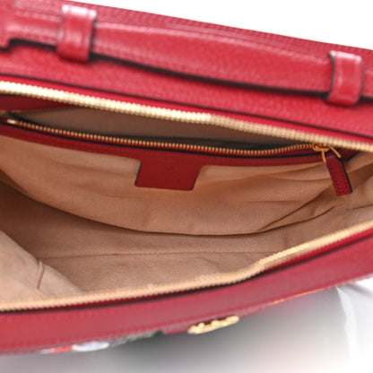 Gucci GG Supreme Monogram Flora Web Small Ophidia Top Handle Shoulder Bag Hibiscus Red 4 of 8