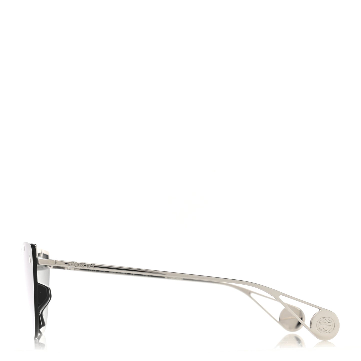 Metal Rimless Star Studded 90mm Cat Eye GG0666S Sunglasses Mirror Silver