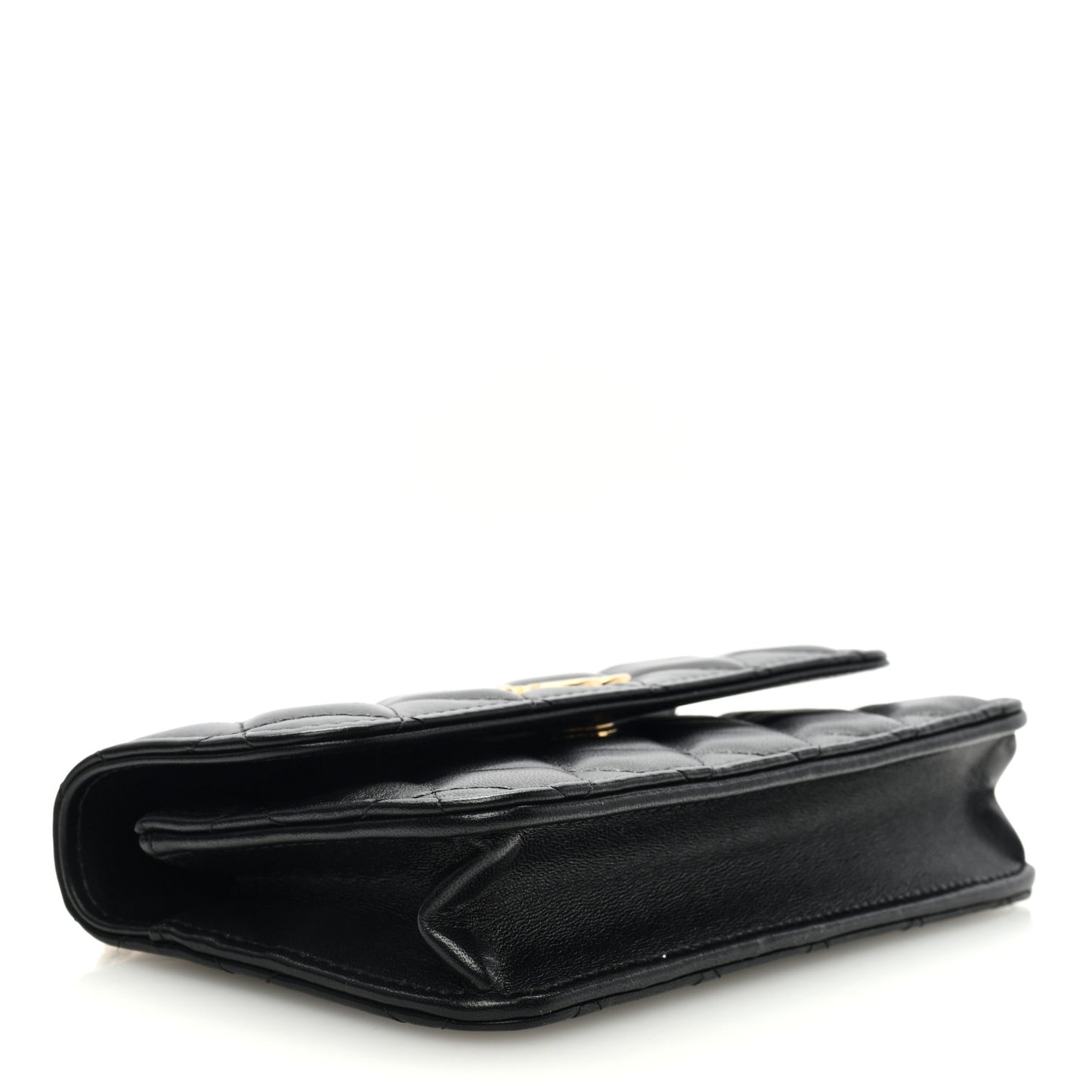 Lambskin Quilted Sweet Camellia Flap Phone Holder With Chain Black