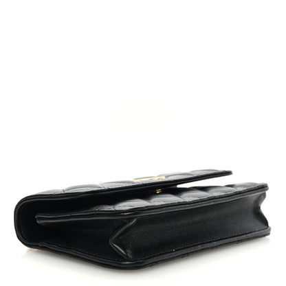 Chanel Lambskin Quilted Sweet Camellia Flap Phone Holder With Chain Black 4 of 10