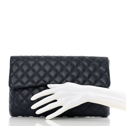 Chanel Caviar Quilted Flap Clutch Navy 2 of 8