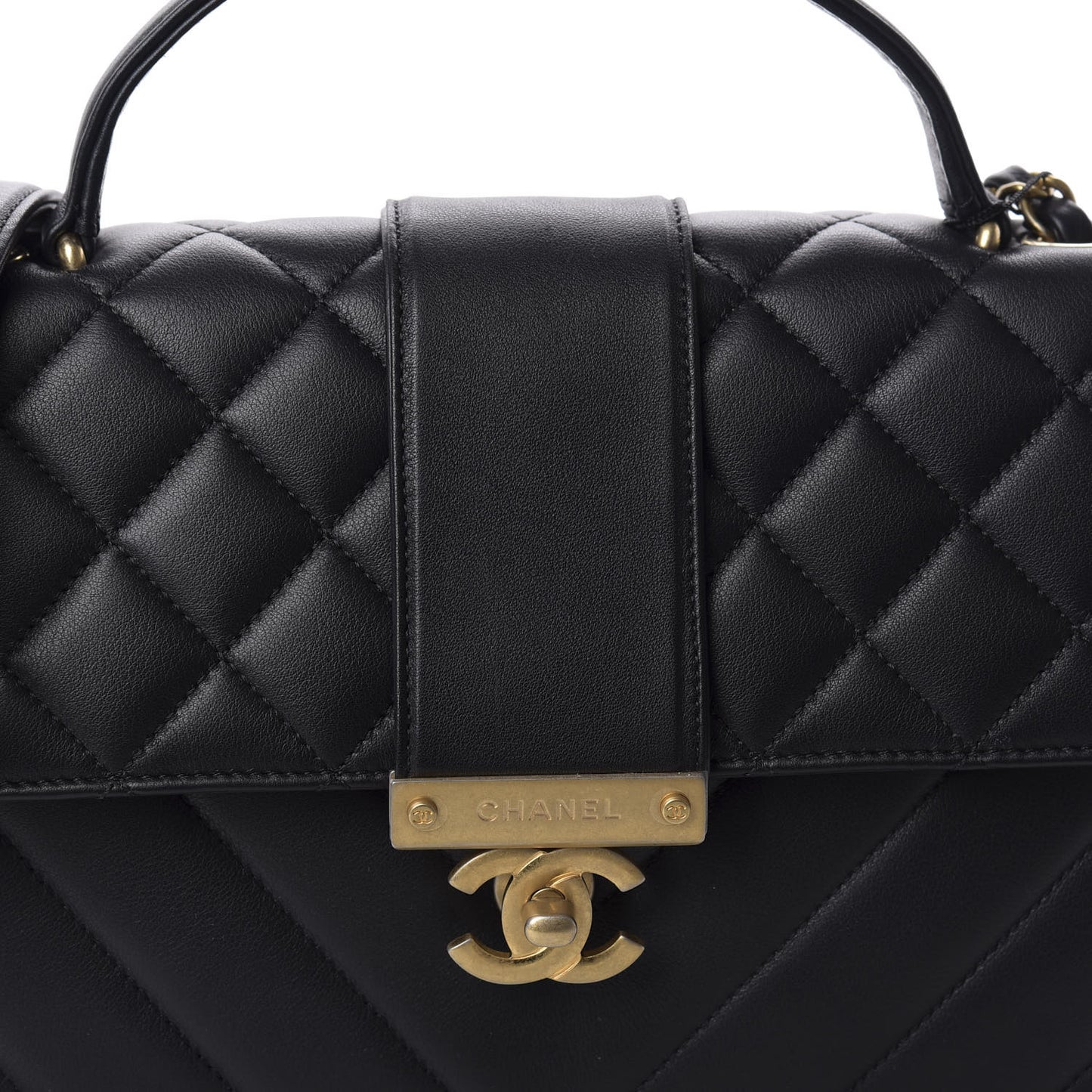 Calfskin Quilted Chevron In The City Bag Black