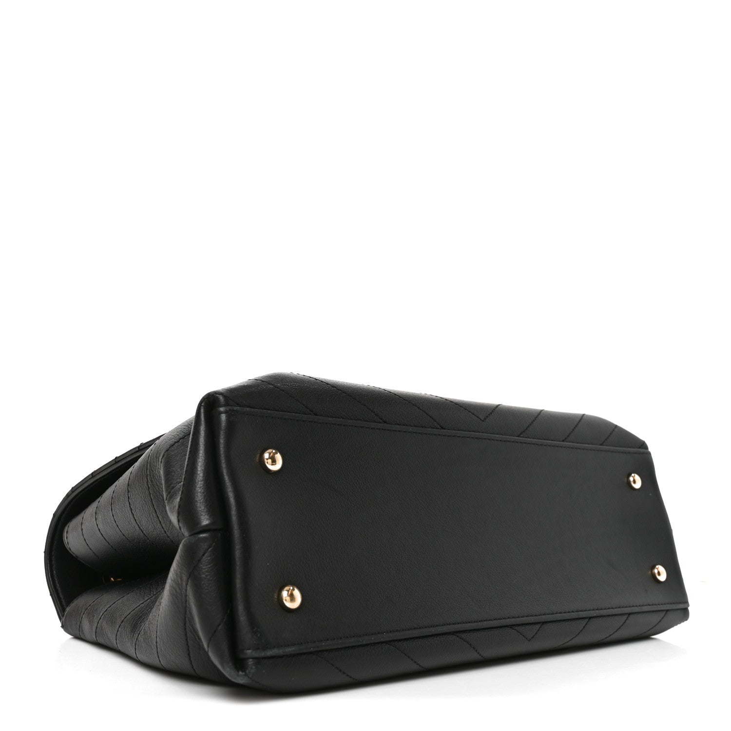 Chanel Grained Calfskin Chevron Stitched Medium Chic Top Handle Flap Black 4 of 10