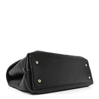 Chanel Grained Calfskin Chevron Stitched Medium Chic Top Handle Flap Black 4 of 10