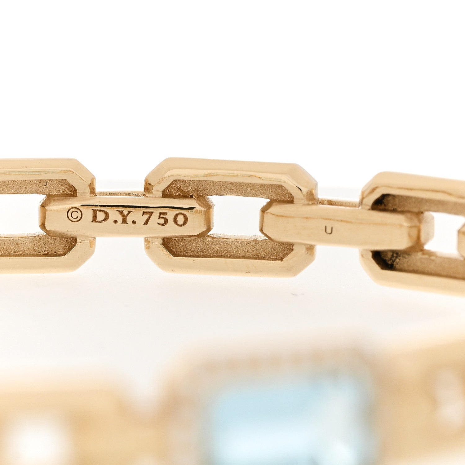 David Yurman 18K Yellow Gold Diamond Blue Topaz Novella Three Stone Bracelet 3 of 3