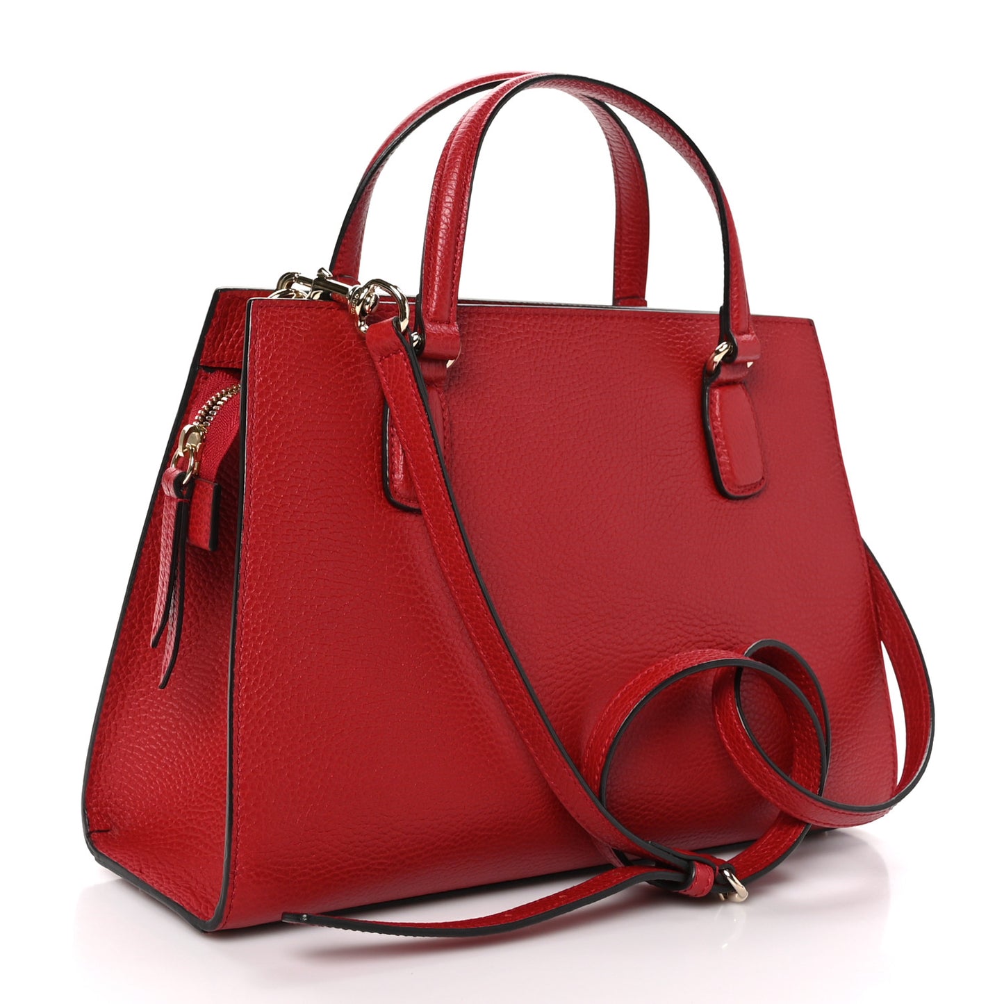 Dollar Calfskin Medium Soho Top Handle Satchel Hibiscus Red