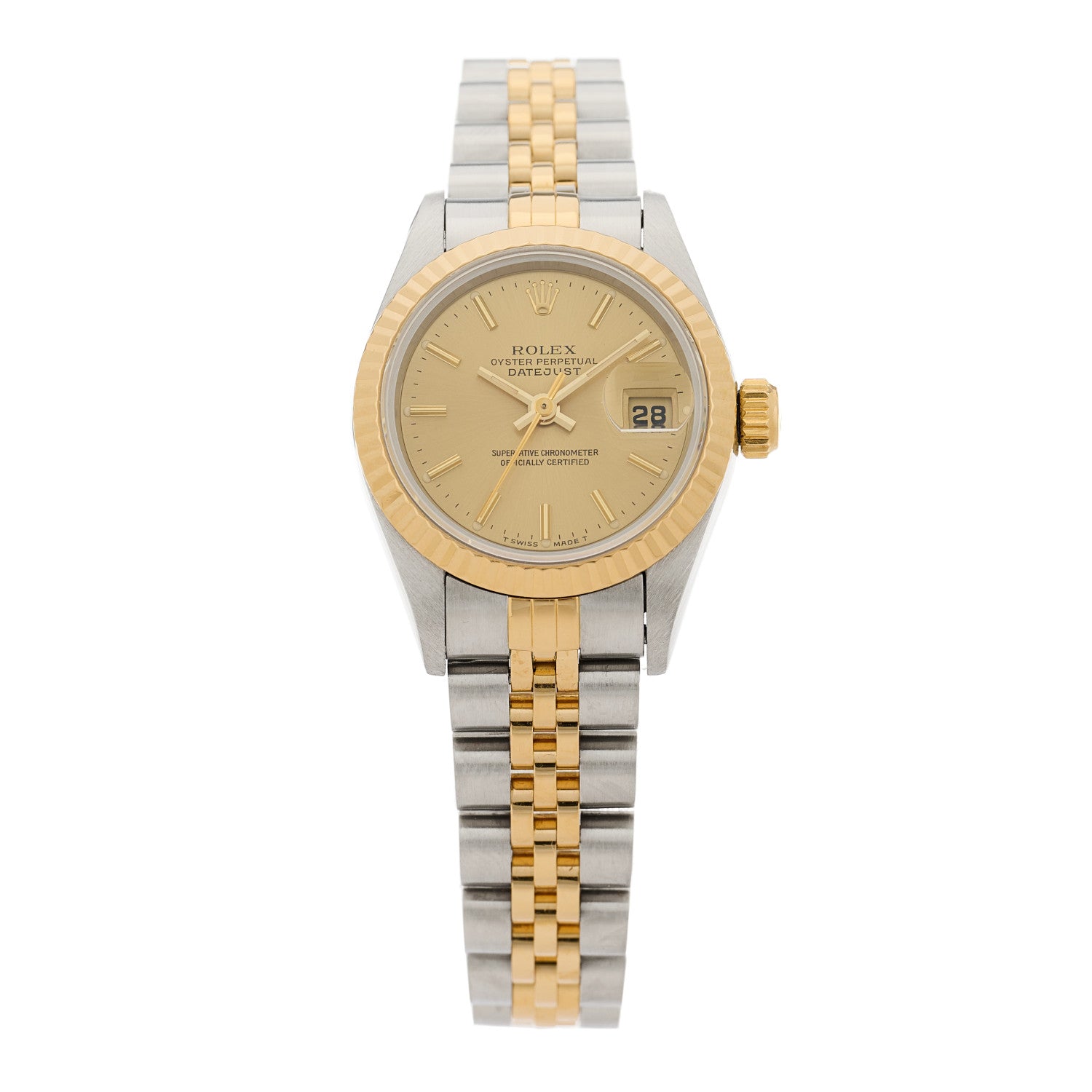 Rolex Stainless Steel 18K Yellow Gold 26mm Oyster Perpetual Datejust Watch Champagne 69173 1 of 5