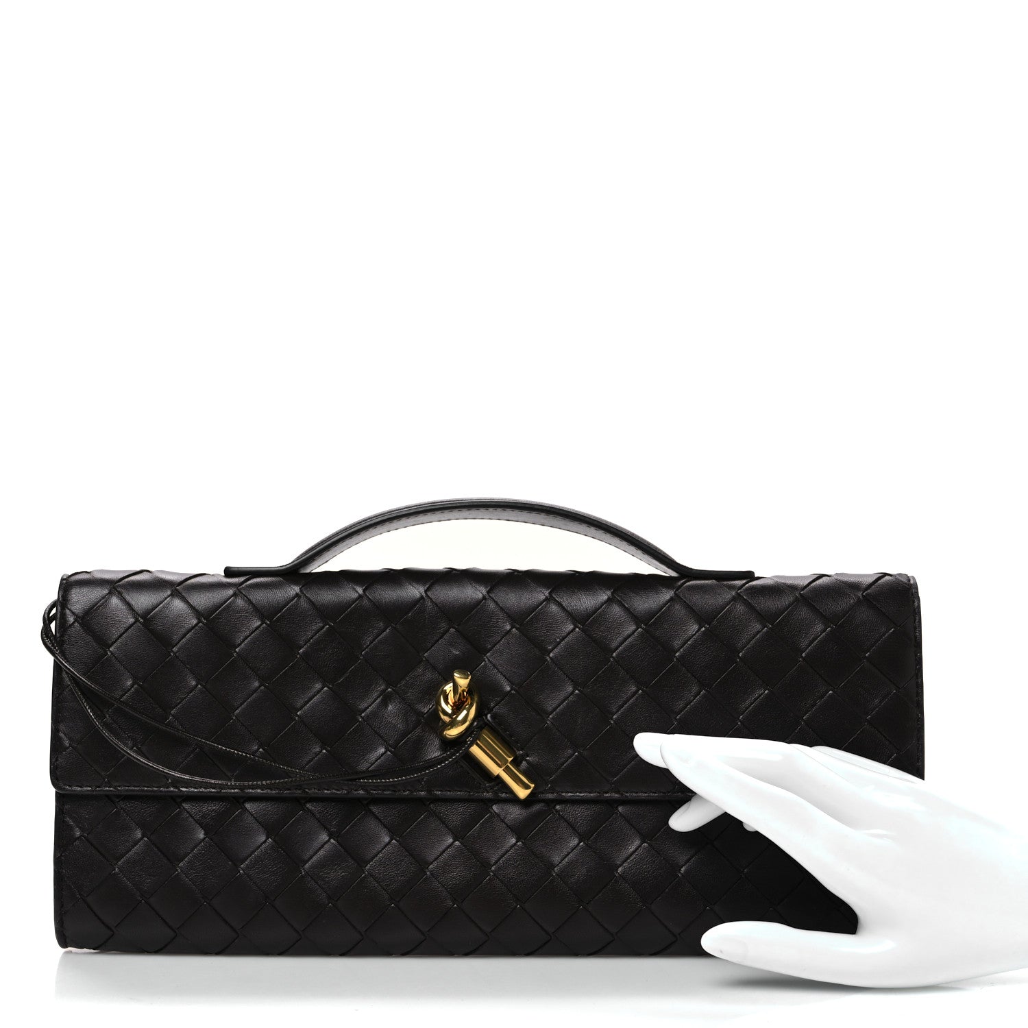 Bottega Veneta Nappa Intrecciato Long Andiamo Top Handle Clutch Fondant 2 of 9
