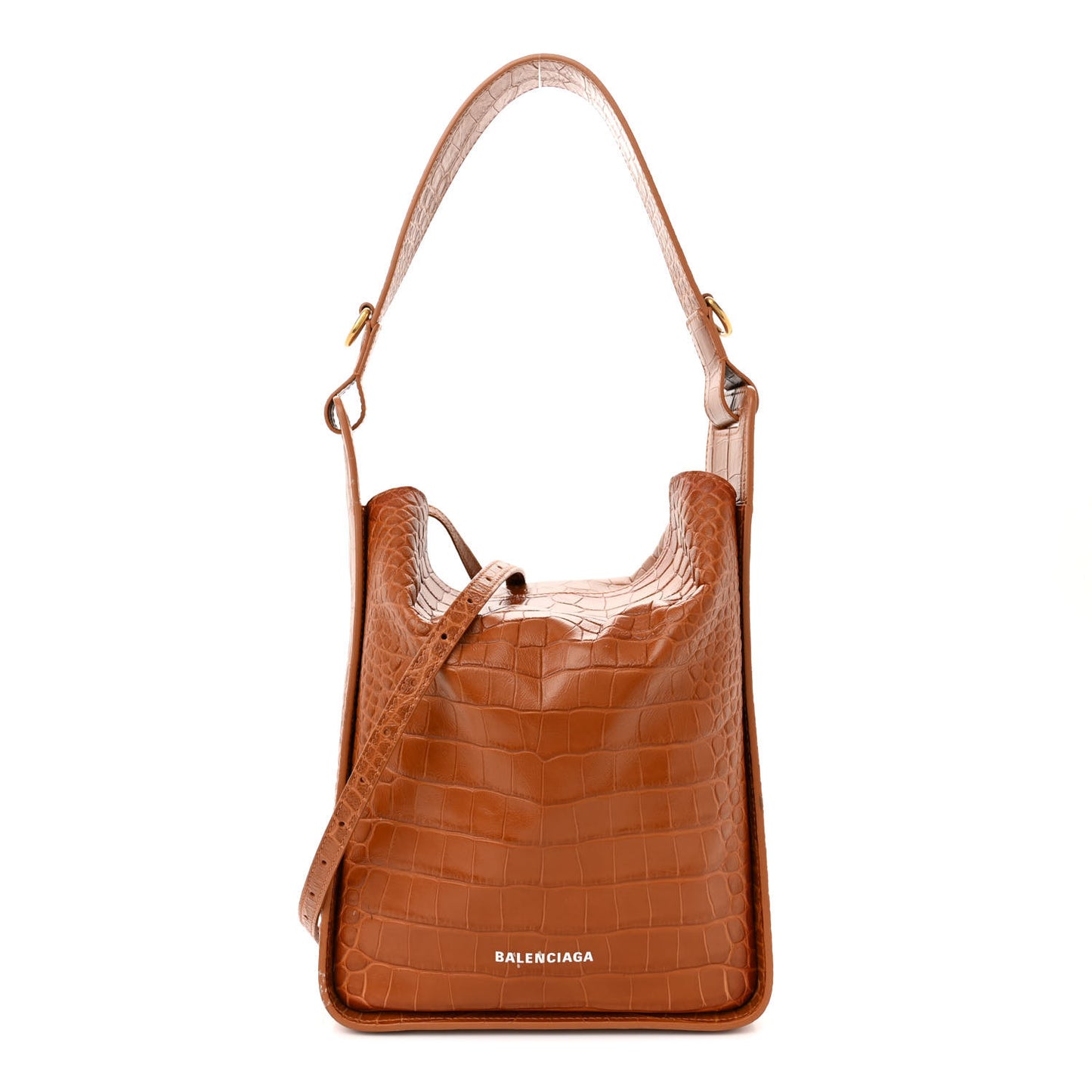 Extra Supple Calfskin Crocodile Embossed Small Tool 2.0 North-South Tote Camel