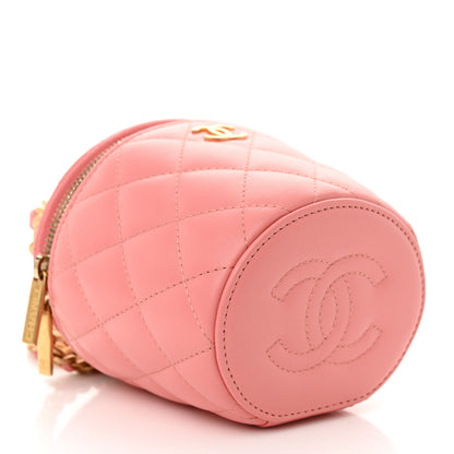 Chanel Lambskin Quilted Afternoon Tea Top Handle Vanity Case With Chain Light Pink 4 of 10