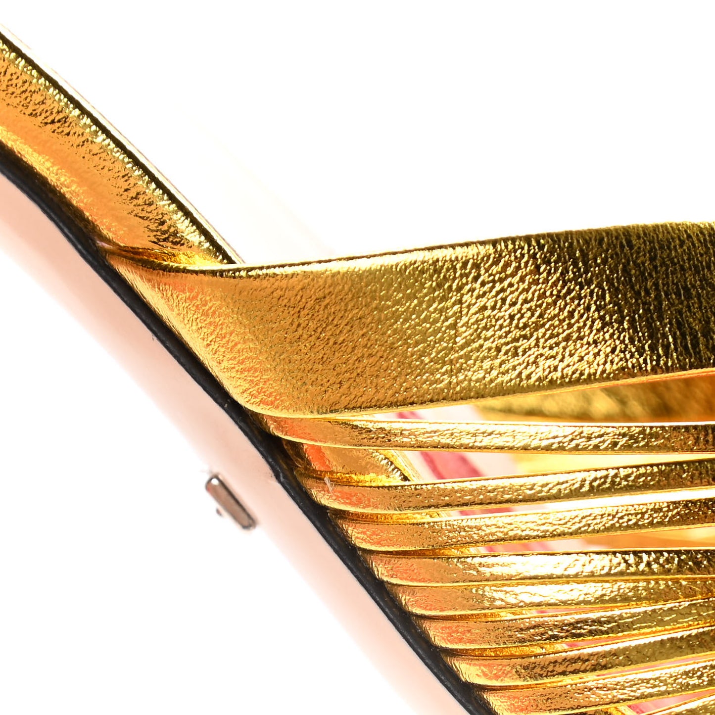 Metallic Nappa Crawford Knotted Mid Heel Slides 38 Gold