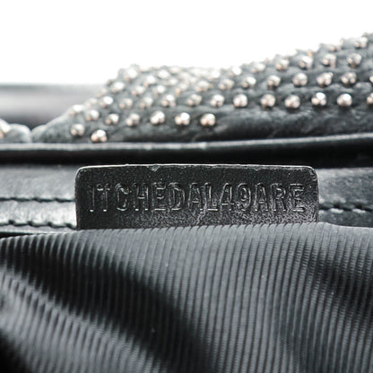 Burberry Prorsum Calfskin Studded Knight Satchel Black 7 of 7