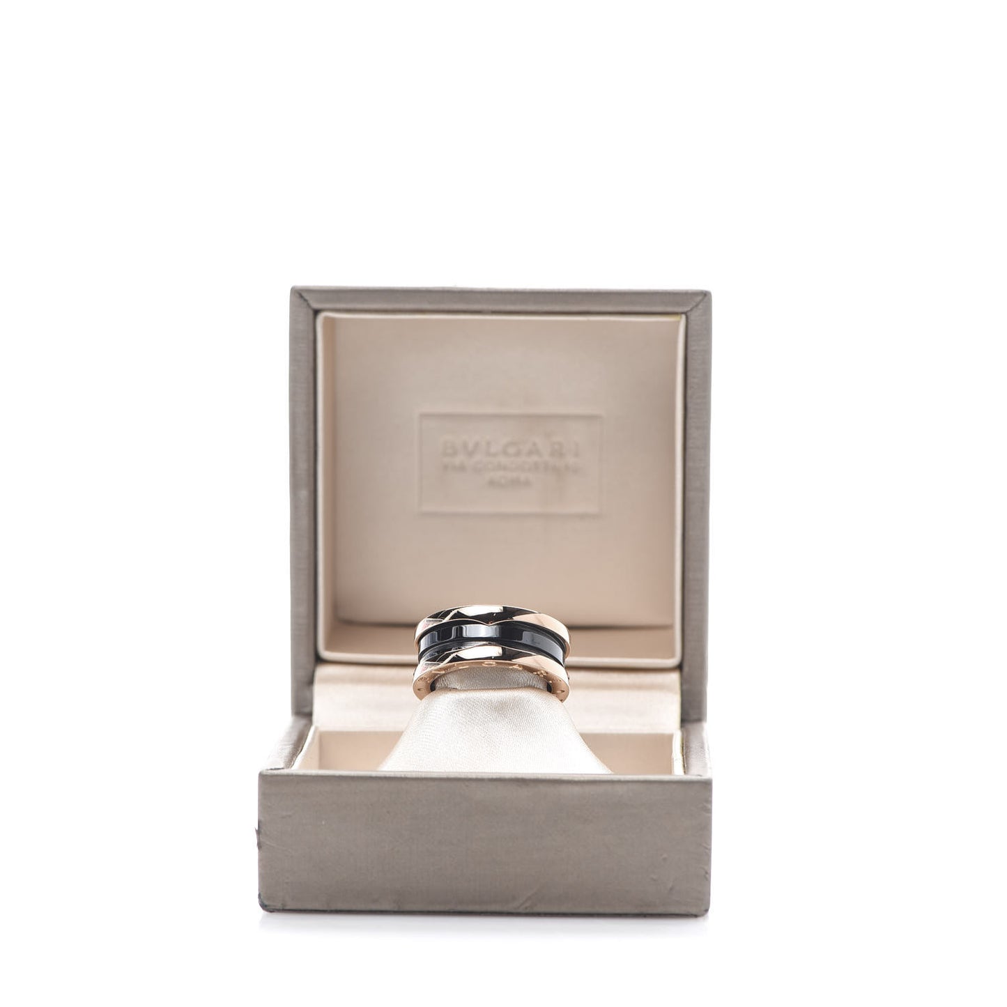 18K Rose Gold Black Ceramic B.Zero1 Two-Band Ring 52 6