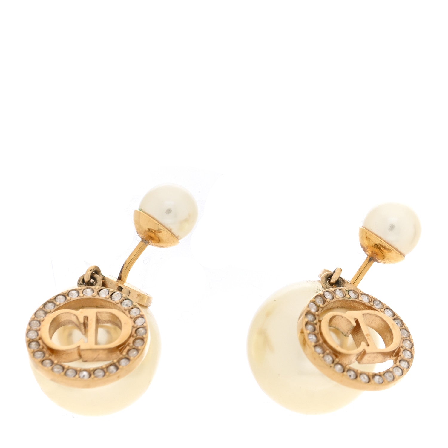 Christian Dior Pearl Crystal Dior Tribales Drop Earrings Gold 1 of 5