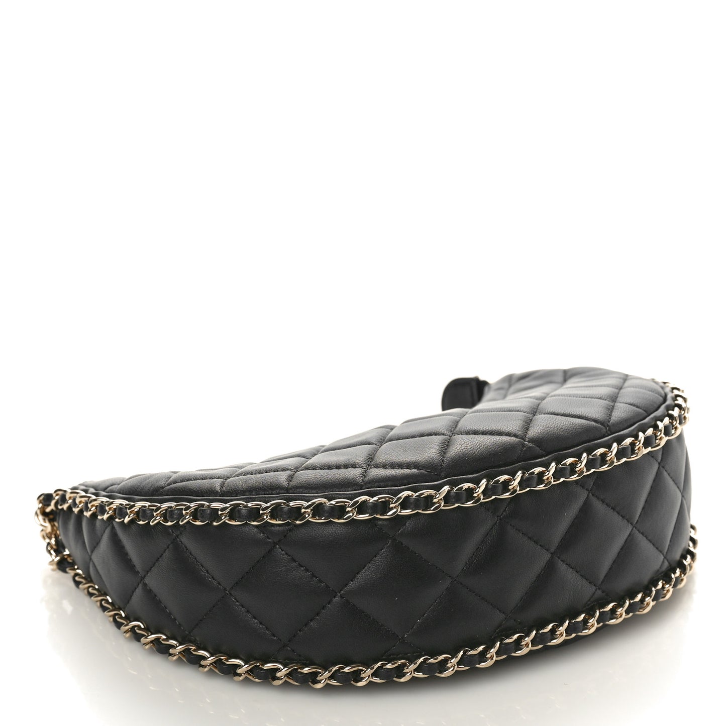 Lambskin Quilted Small Hobo Bag Black