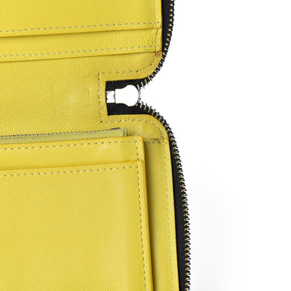 Celine Drummed Calfskin Zip Around Multifunction Wallet Black Citron 10 of 15