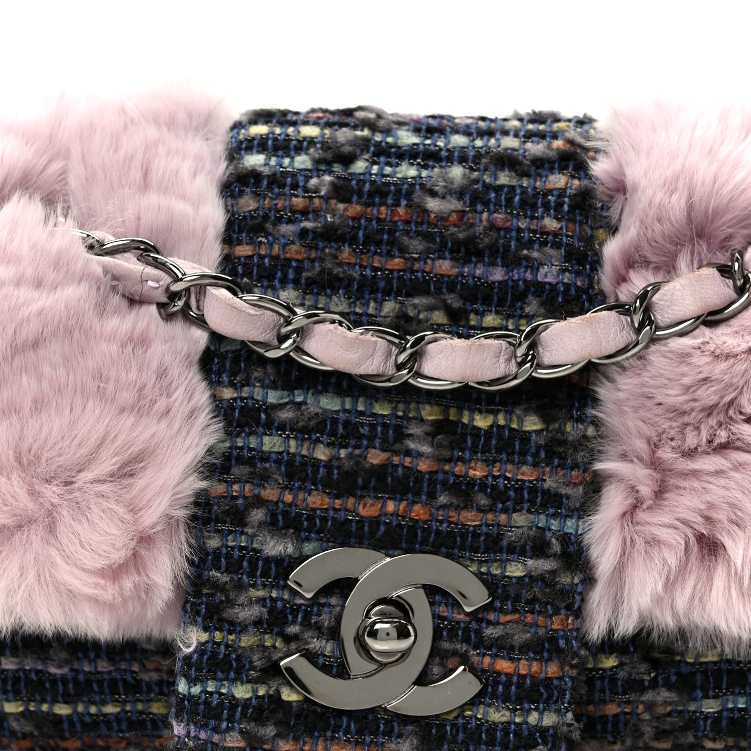 Chanel Rabbit Fur Tweed Small Fantasy Flap Lilac 1862796