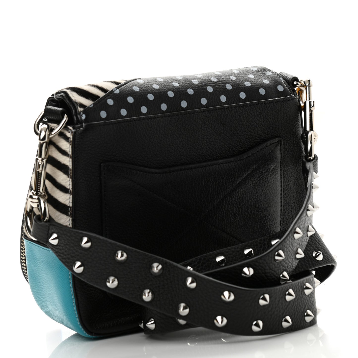 Calfskin Print Nomad Patchwork Saddle Bag Black Multicolor