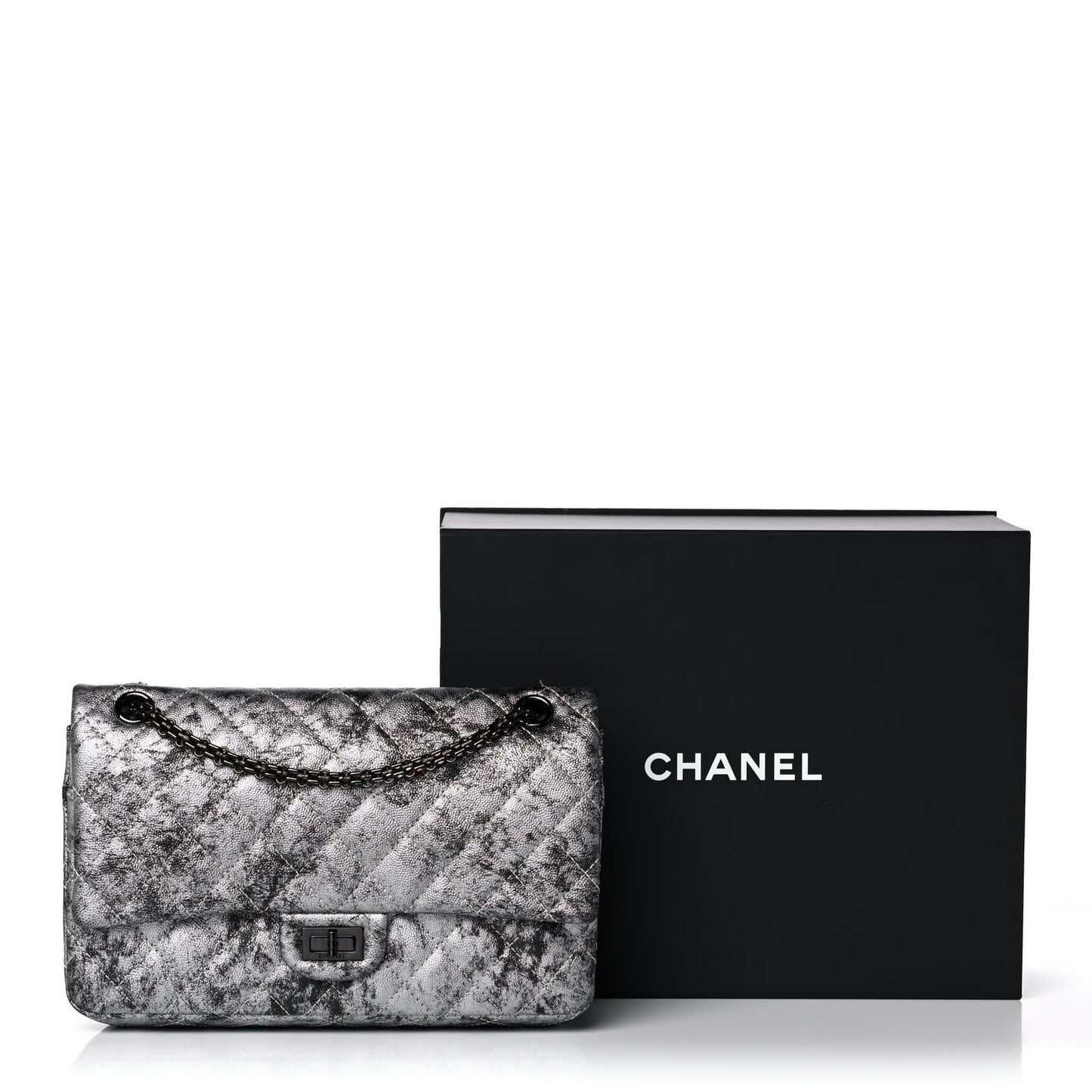 Metallic Caviar Quilted 2.55 Reissue 226 Flap Silver Black