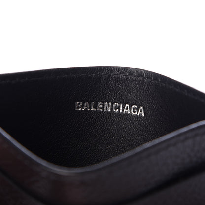 Balenciaga Grained Calfskin Logo Cash Rounded Card Holder Black White 6 of 7