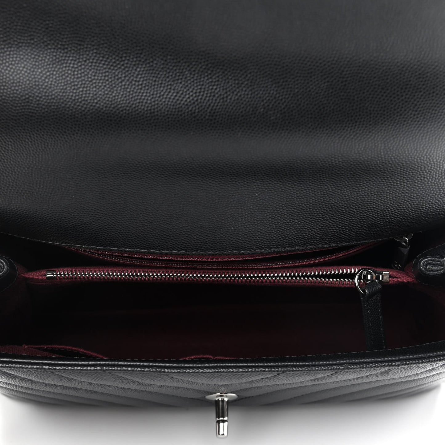 Caviar Chevron Quilted Small Coco Handle Flap Black