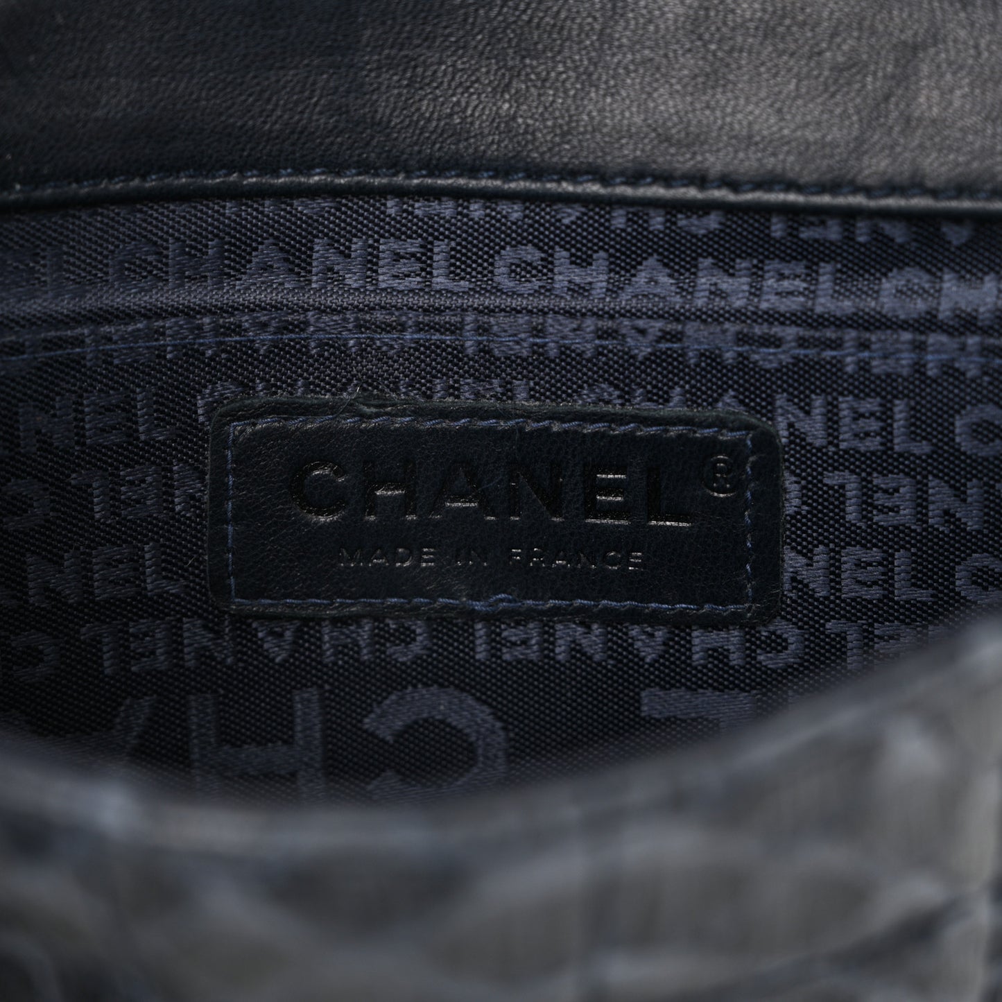 Snakeskin 3 Chain Flap Dark Blue