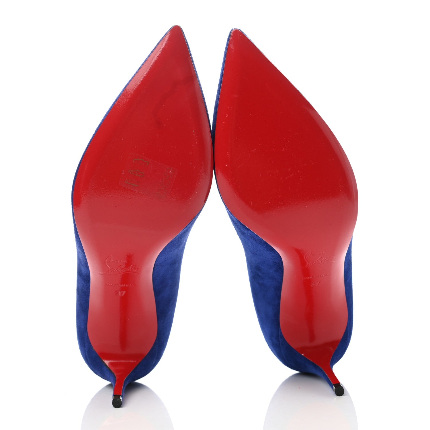 Christian Louboutin Veau Velours Pigalle Follies 70 Pumps 37 Metal Blue 5 of 7