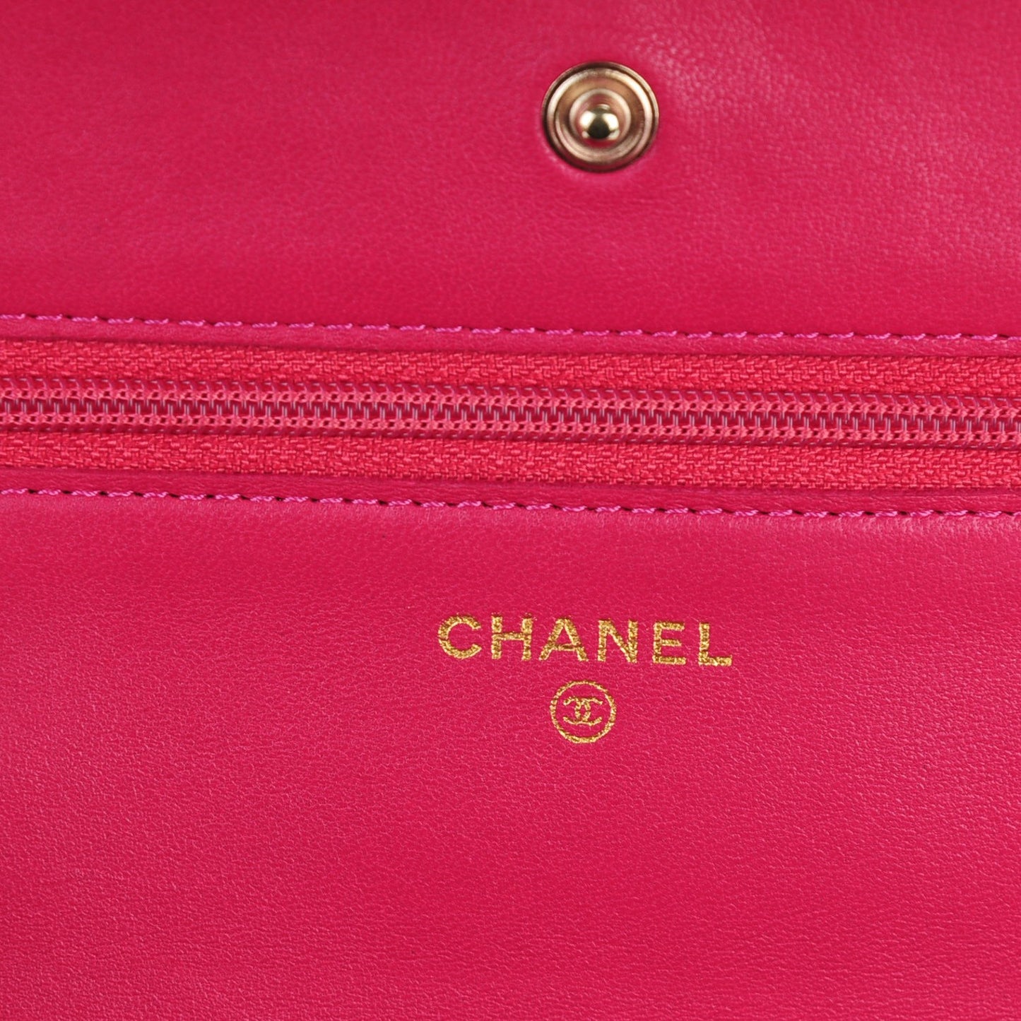 Lambskin Camellia Embossed Wallet on Chain WOC Pink