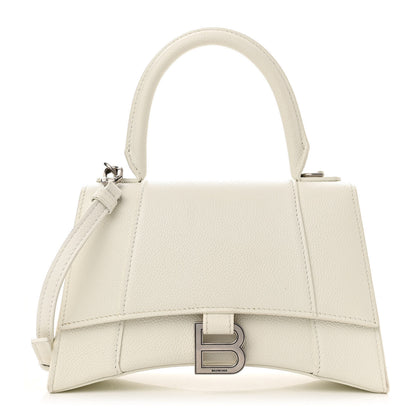 Balenciaga Grained Calfskin Small Hourglass Top Handle Bag White 1 of 10