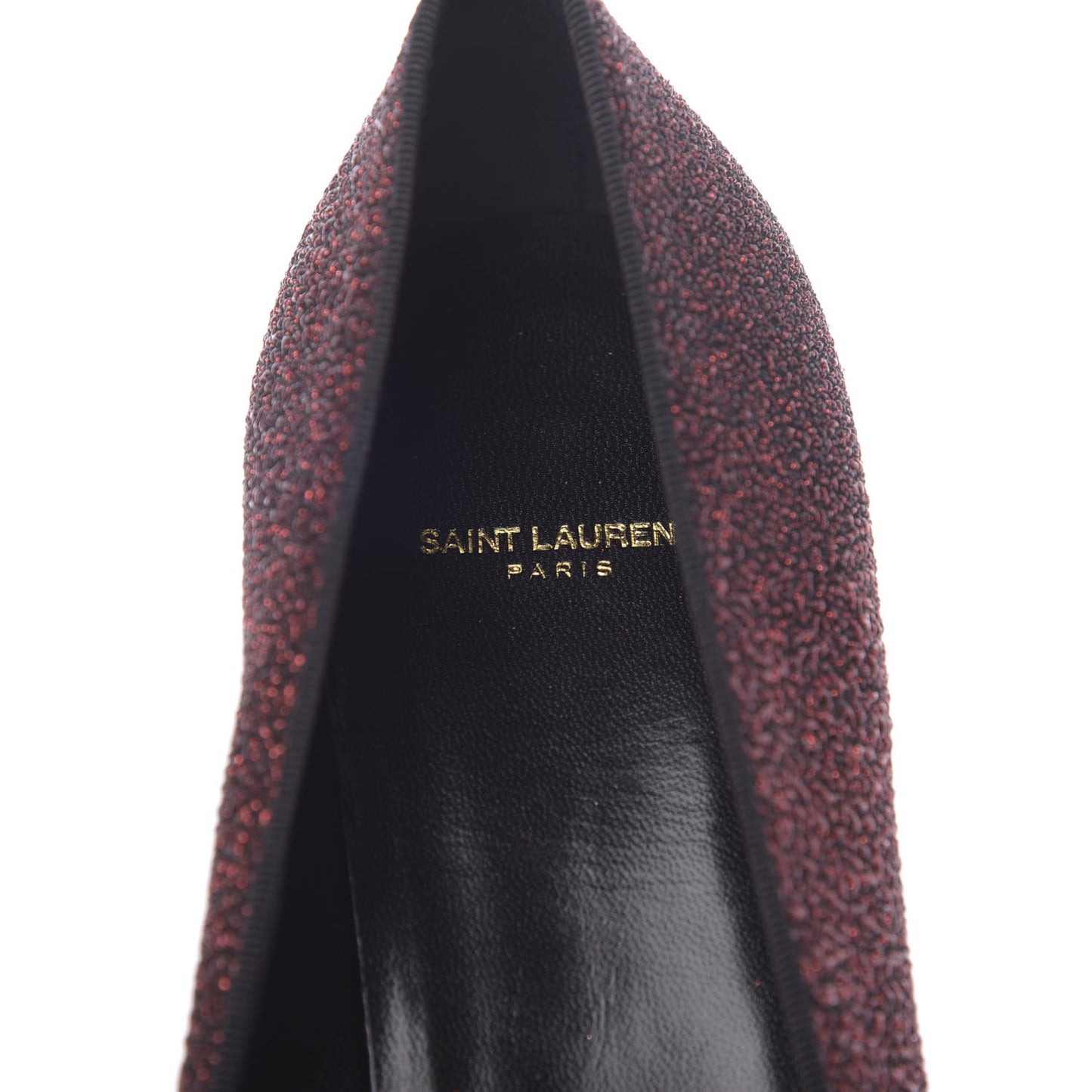 Metallic Calfskin Smoking Slipper Flat Loafers 37.5 Red Glitter