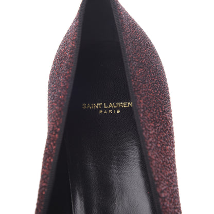 Saint Laurent Metallic Calfskin Smoking Slipper Flat Loafers 37.5 Red Glitter 6 of 8