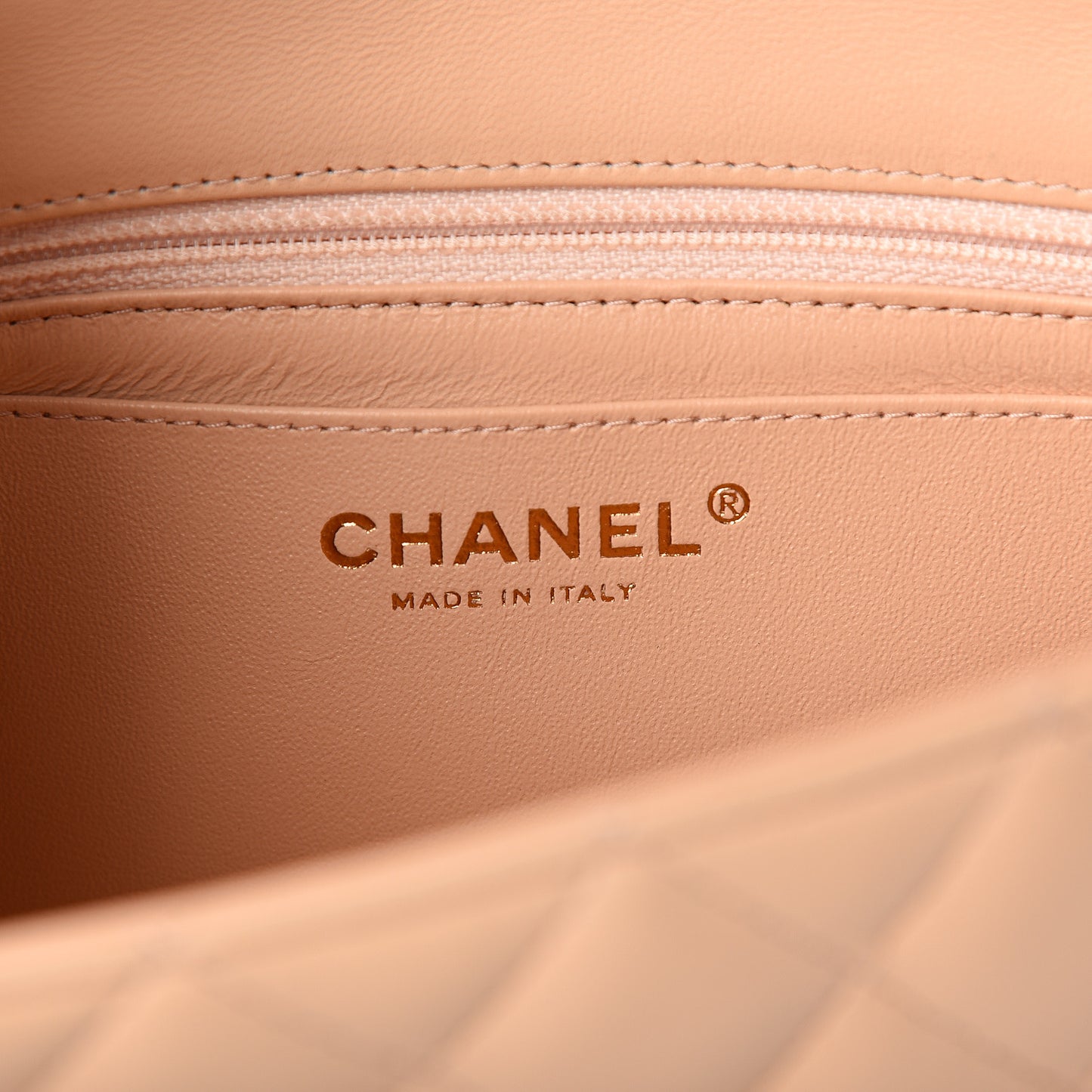 Lambskin Quilted Mini Rectangular Flap Beige